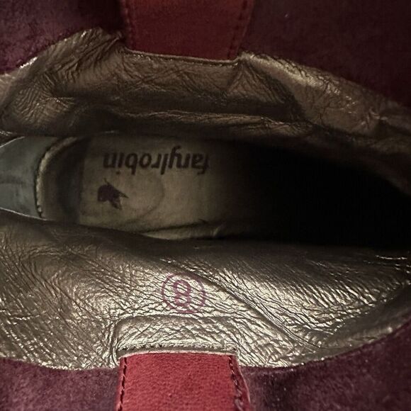 Farylrobin Womens Ankle Boots Booties Size 8 Red Leather Suede Wedge Heel - Picture 10 of 10